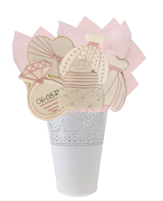 Elegant Pink Bridal Shower Cookie - Winnipeg, Canada|Blushing Bride - Pink | Online Bouquets in Winnipeg | Cookie shop in Winnipeg | Cookie store in Canada | Blushing Bride Pink Wedding Cookie - Extravagant Cookies Winnipeg