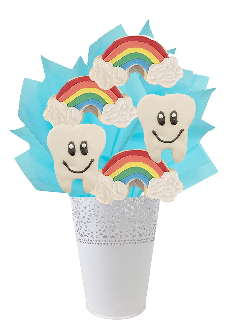 Toothy Smile Themed Cookie Bouquet | cookie gift bouquets winnipeg | cookie store in winnipeg | cookies online canada | online cookie shop in Winnipeg | cookie delivery winnipeg | best cookies winnipeg