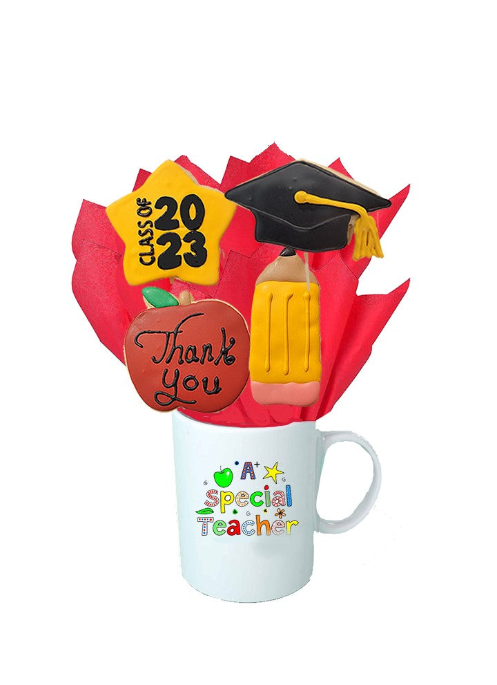 Teacher's 2023 Mug Bouquet | Teachers day gifts online calgary | Teachers day gifts online Canada | Buy cookies online Calgary | Buy cookies online Canada | Cookie shop Calgary