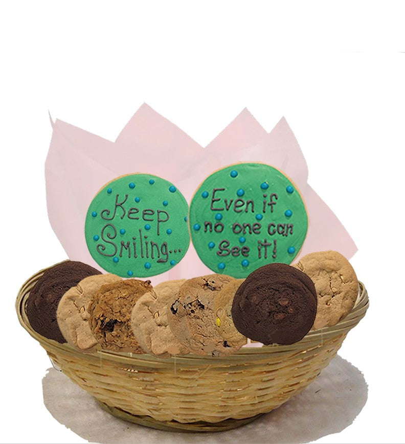 Keep Smiling Cookie Basket 2 or 7 Sugar Cookies | cookie store winnipeg | cookie store in canada | online cookies winnipeg | cookie shop in Canada | online cookies winnipeg | best cookies in canada | extravagant cookies | cookie buy online