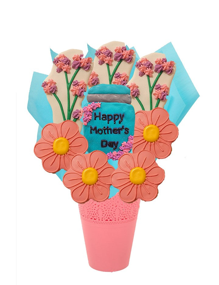 Mother's Day Blue Mason Jar Bouquet