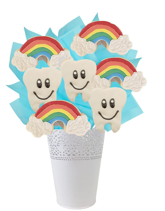 Toothy Smile Themed Cookie Bouquet | cookie gift bouquets winnipeg | cookie store in winnipeg | cookies online canada | online cookie shop in Winnipeg | cookie delivery winnipeg | best cookies winnipeg