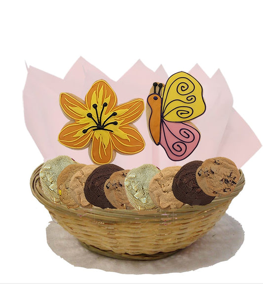 Butterfly and Lilies Cookie Basket 2 or 7 Sugar Cookies