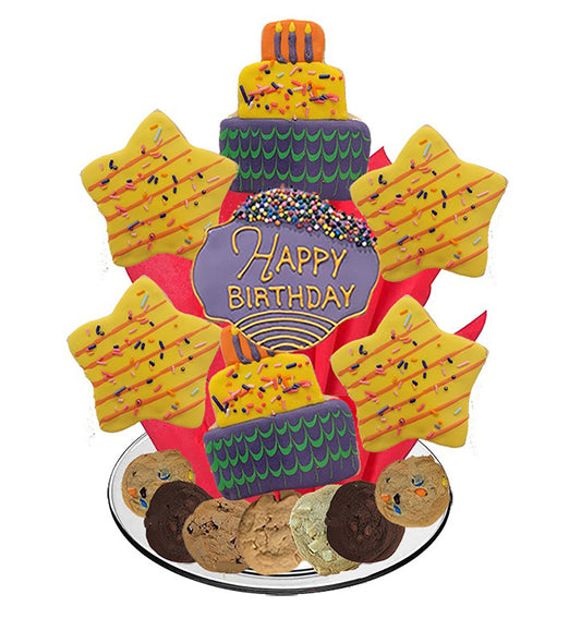 Happy Birthday Celebration Cookie Tray Bouquet | cookie shop winnipeg | cookies online Canada | extravagant cookies | online cookies in Canada | buy cookies online | best cookies in Canada