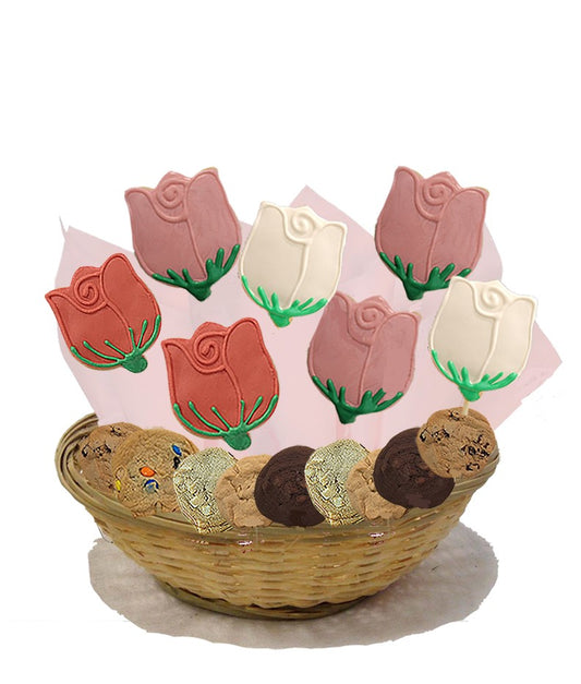Rose Cookie Basket Sugar Cookies