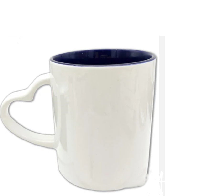 Dark Blue 9 fl oz Ceramic Mug with Heart Shaped Handle