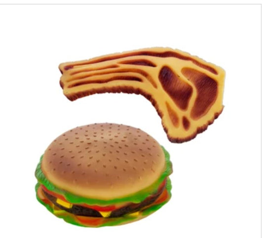 Squeaky Hamburger or  Steak Dog Toy